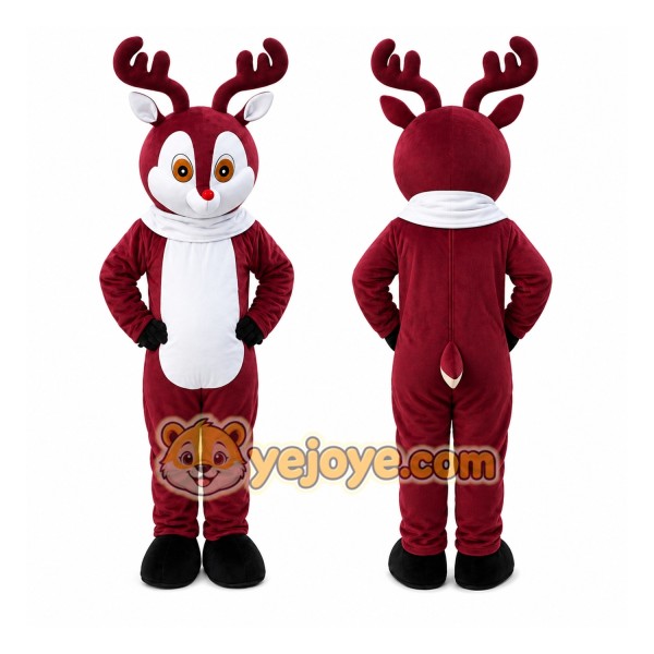 Christmas Deer Mascot Costume Red Nose Deer