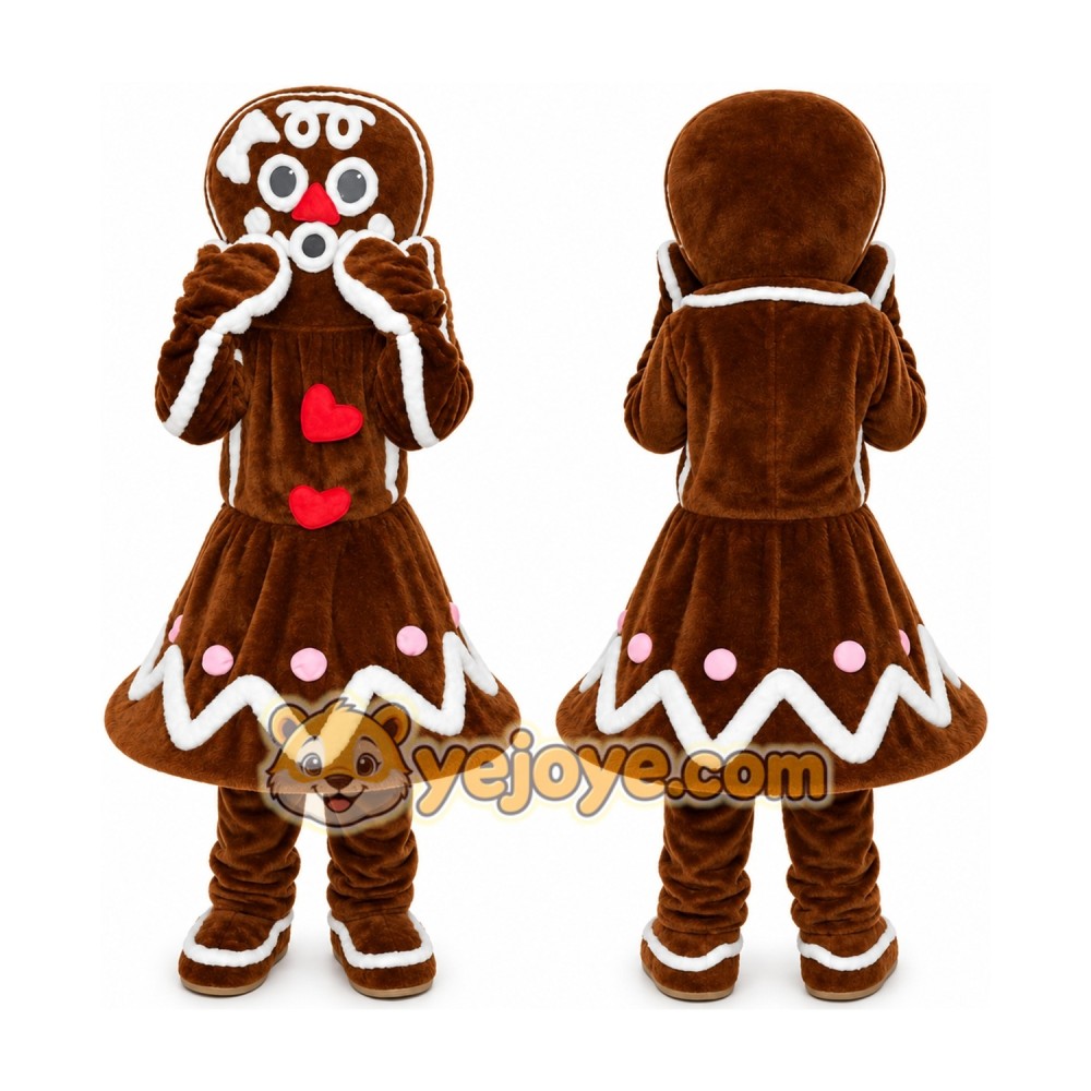 Christmas Lady Gingerbread Heart Mascot Costumes Christmas Lady Gingerbread Heart Mascot Costumes