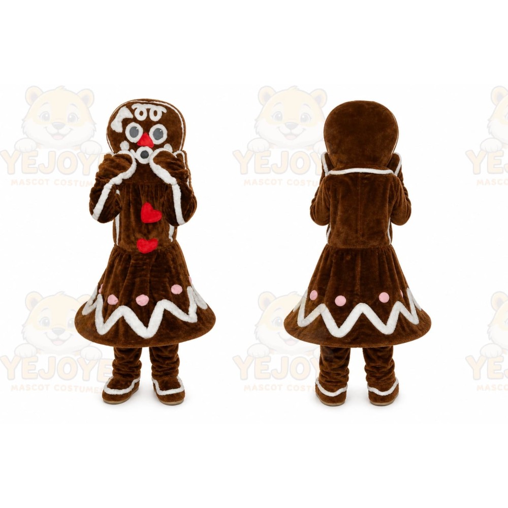 Christmas Lady Gingerbread Heart Mascot Costumes