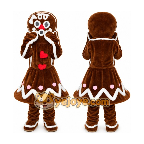 Christmas Lady Gingerbread Heart Mascot Costumes