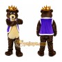 Dark Brown King Bear Mascot Costume