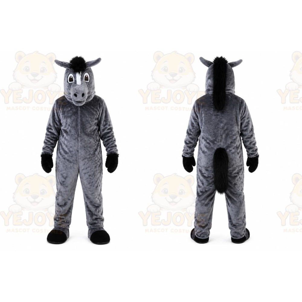 Dark Grey Horse Cartoon Mascot Costume