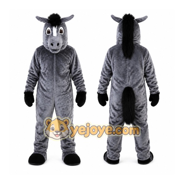 Dark Grey Horse Cartoon Mascot Costume