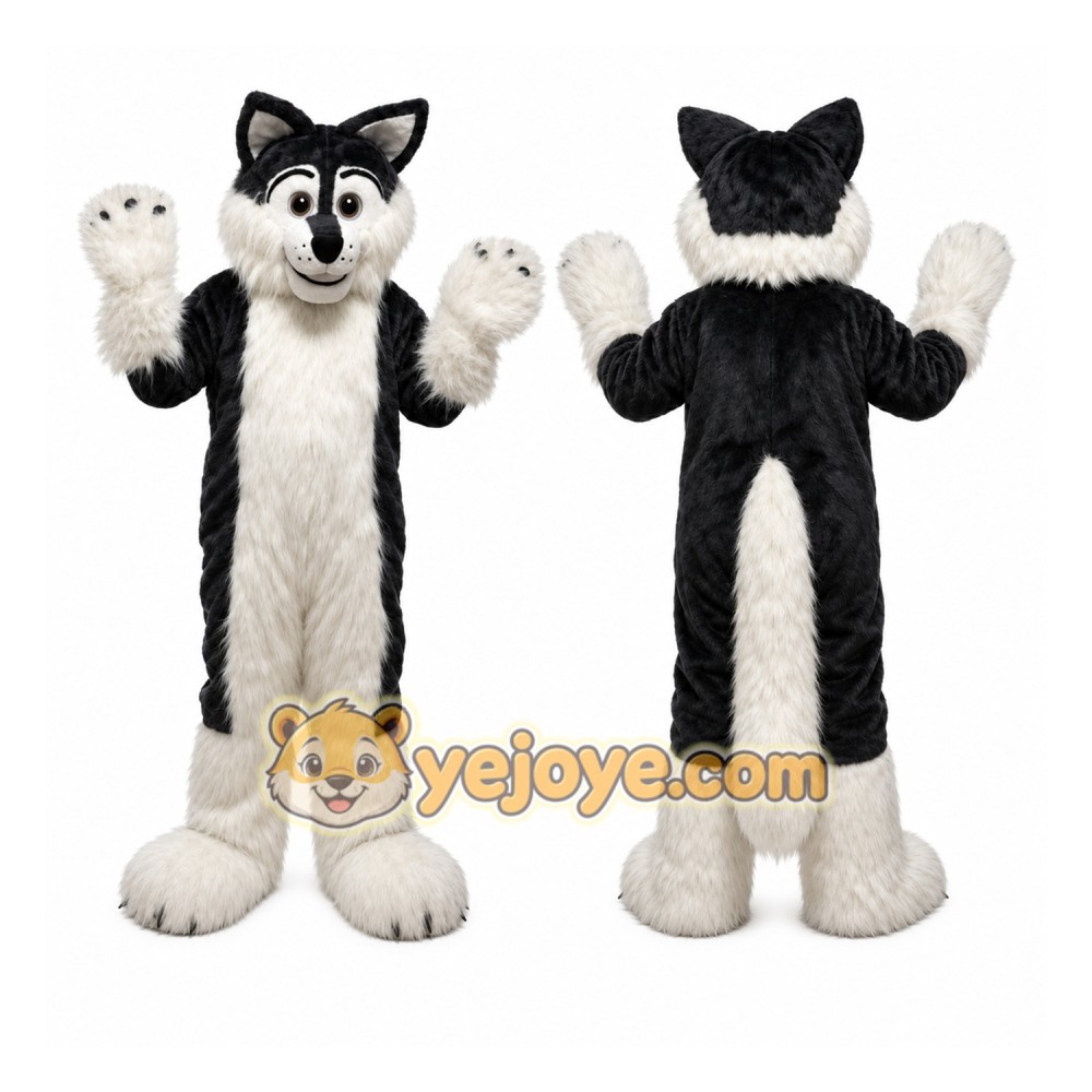 Deep Gray Long Hairy Wolf Mascot Costume for Adult Deep Gray Long Hairy Wolf Mascot Costume for Adult