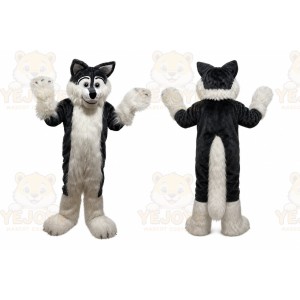 Deep Gray Long Hairy Wolf Mascot Costume for Adult