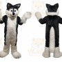 Deep Gray Long Hairy Wolf Mascot Costume for Adult