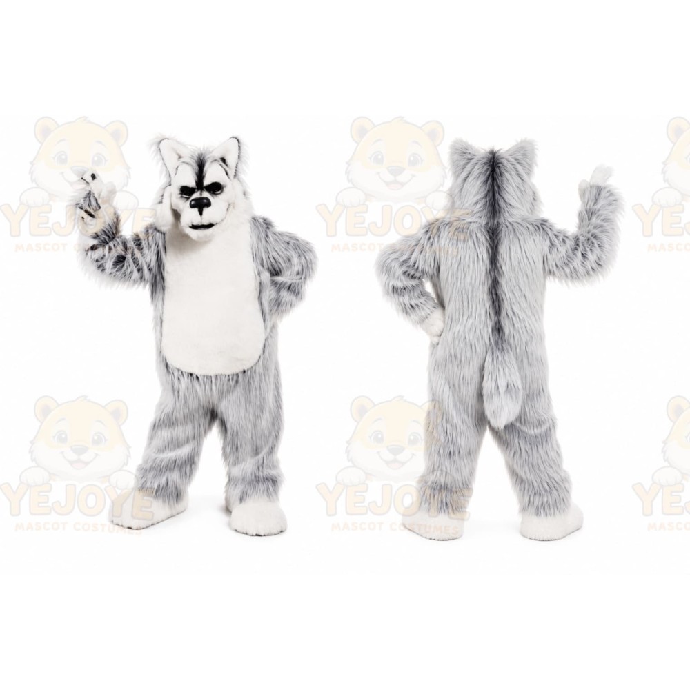 Deluxe Long Hair Light Grey Husky Mascot Costume
