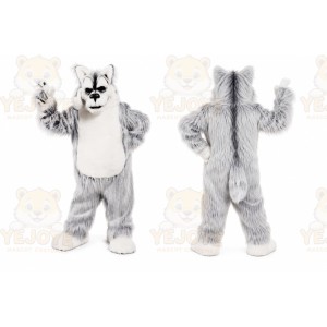 Deluxe Long Hair Light Grey Husky Mascot Costume