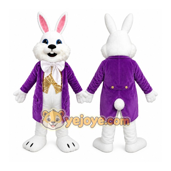 Easter Bunny Rabbit Mascot Costume with Purple Jacket