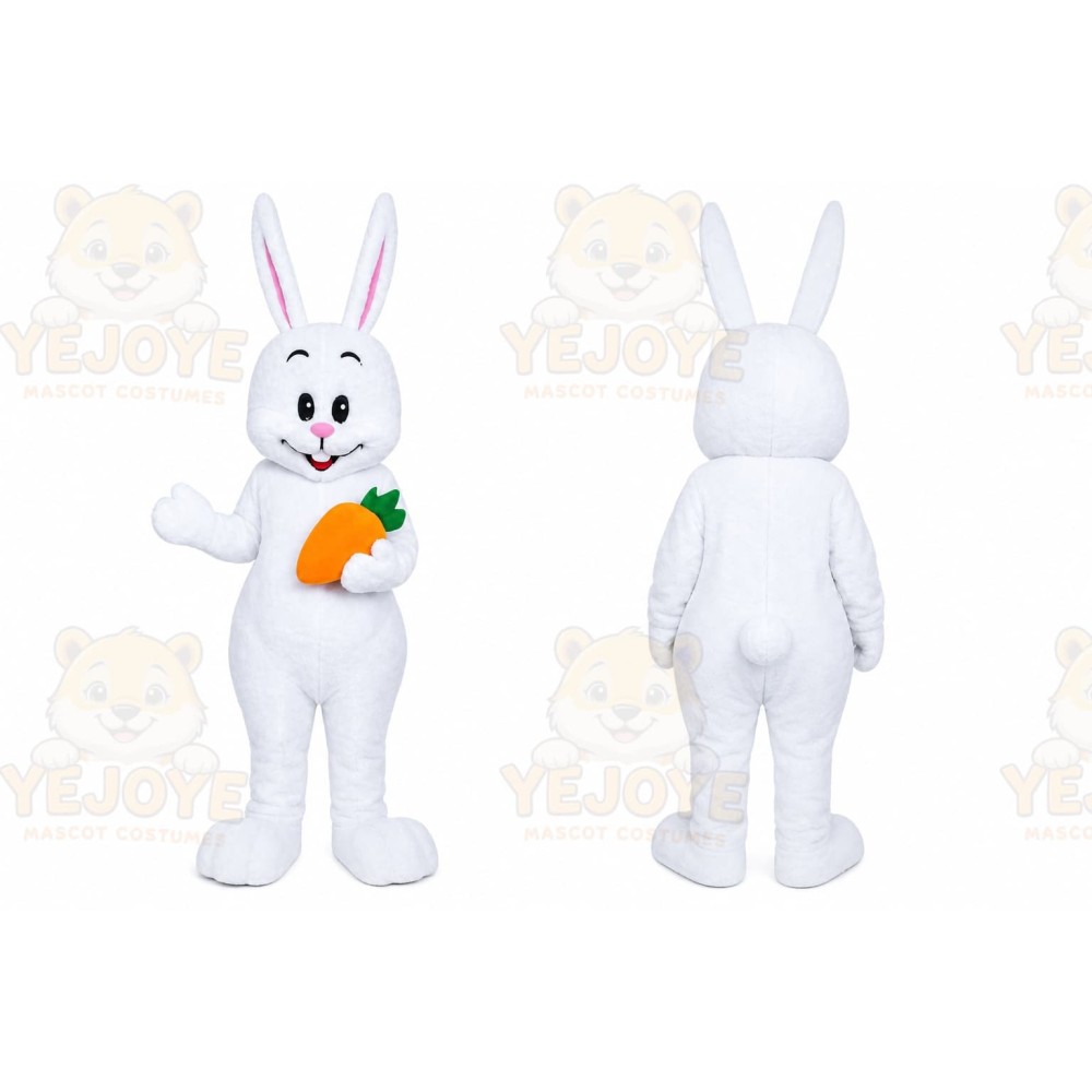 Easter Bunny White Whit Carrot Mascot Costume