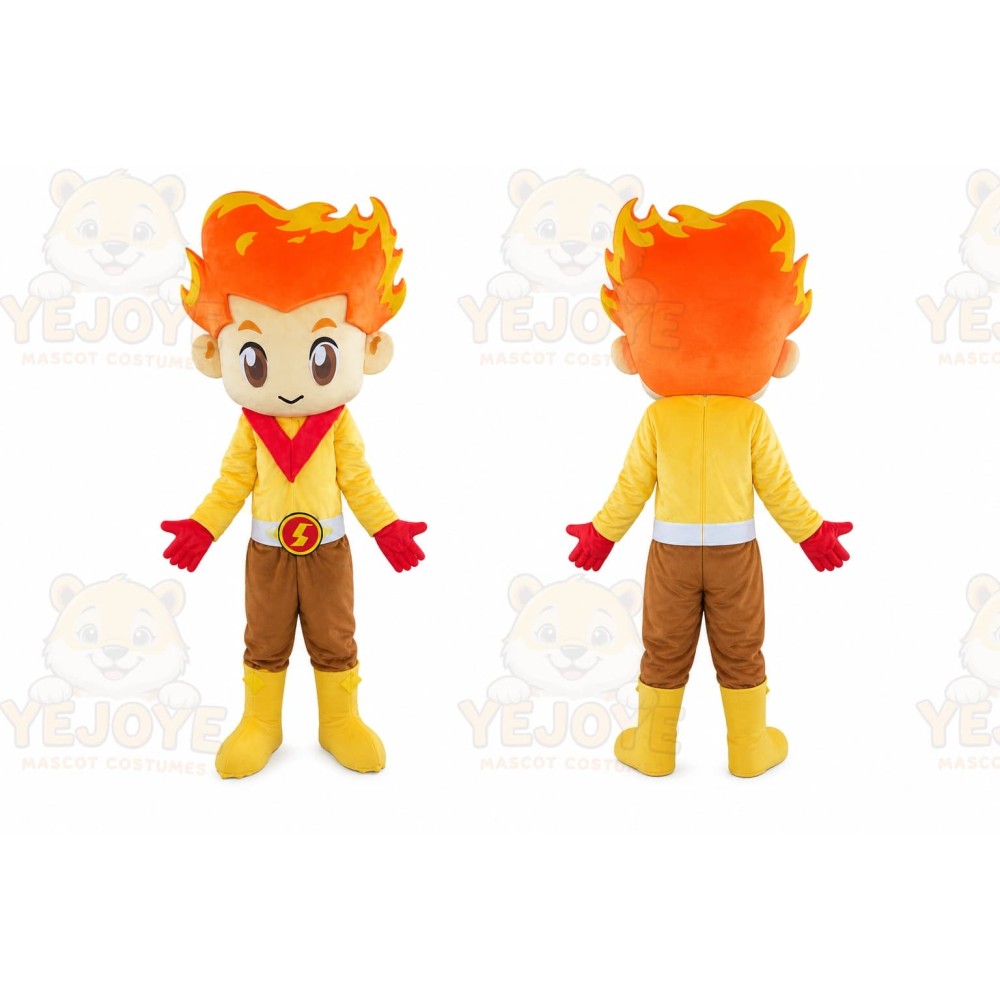 Fire Boy Costume Plush Adult Fire Head Mascot Costume