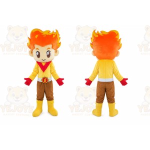 Fire Boy Costume Plush Adult Fire Head Mascot Costume