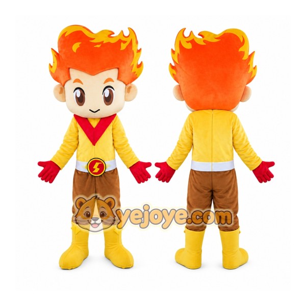 Fire Boy Costume Plush Adult Fire Head Mascot Costume
