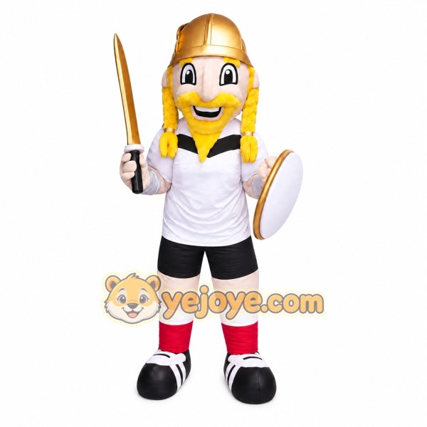 Warrior with Sword and Shield Mascot Costume for Adults Custom Logo Party Character Suit