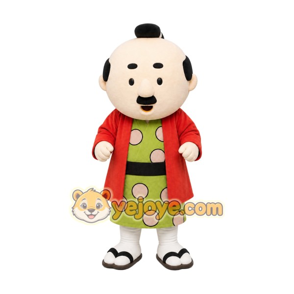 Cartoon Man with Topknot Mascot Costume for Adults Custom Logo Party Character Suit