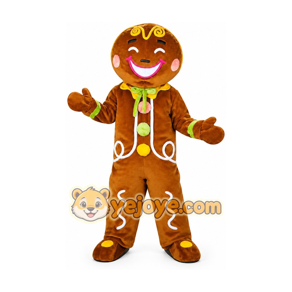 Gingerbread Man Mascot Costume for Adults Custom Logo Party Character Suit