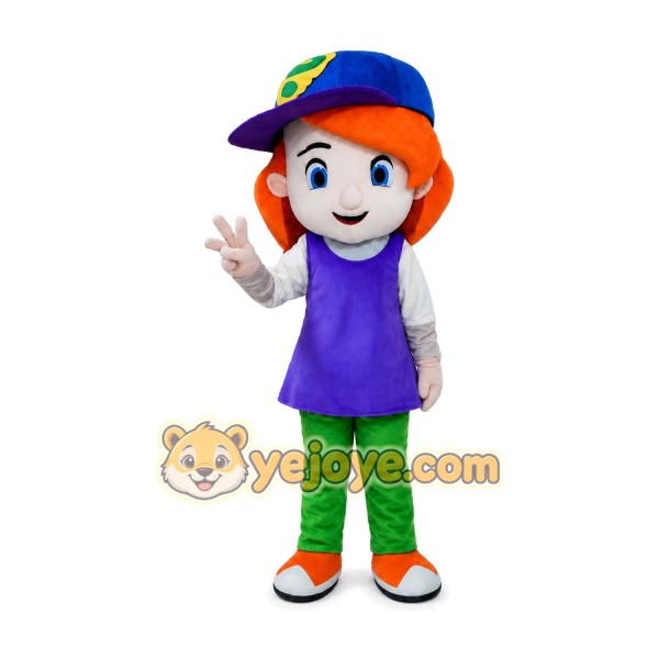 Orange Haired Cartoon Child Mascot Costume for Adults Custom Logo Party Character Suit