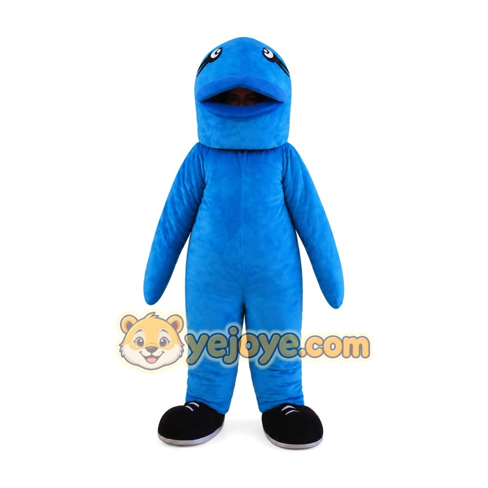 Blue Fish Mascot Costume for Adults Custom Logo Party Character Suit
