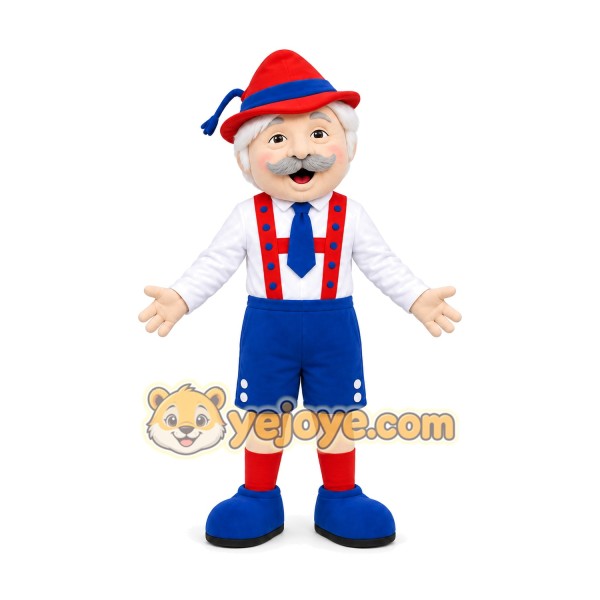 Cartoon Man in Traditional Outfit Mascot Costume for Adults Custom Logo Party Character Suit