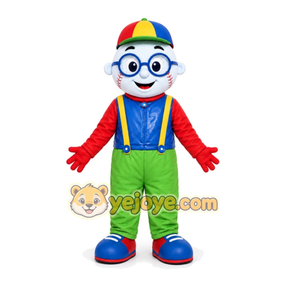 Baseball Character with Glasses Mascot Costume for Adults Custom Logo Party Character Suit Baseball Character with Glasses Mascot Costume for Adults Custom Logo Party Character Suit