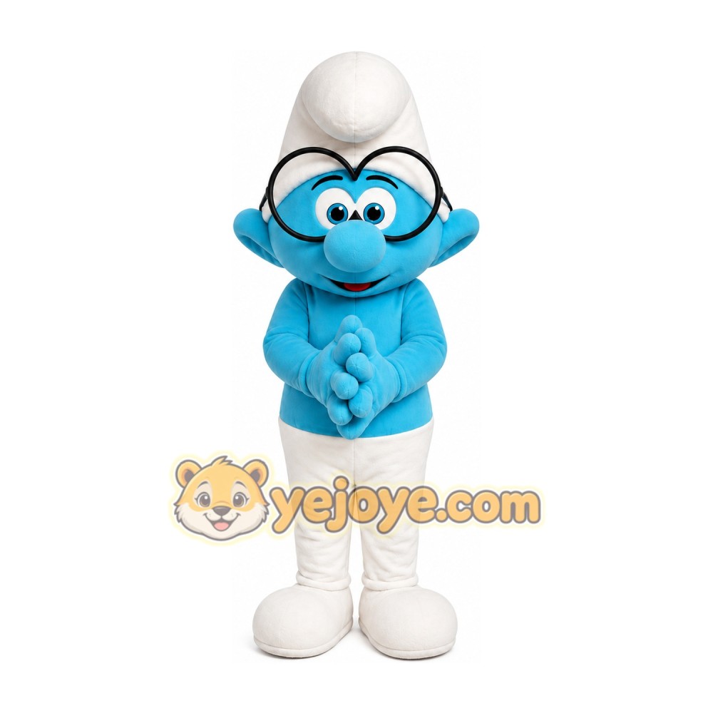 Blue Cartoon Character with White Hat Mascot Costume for Adults Custom Logo Party Character Suit Blue Cartoon Character with White Hat Mascot Costume for Adults Custom Logo Party Character Suit