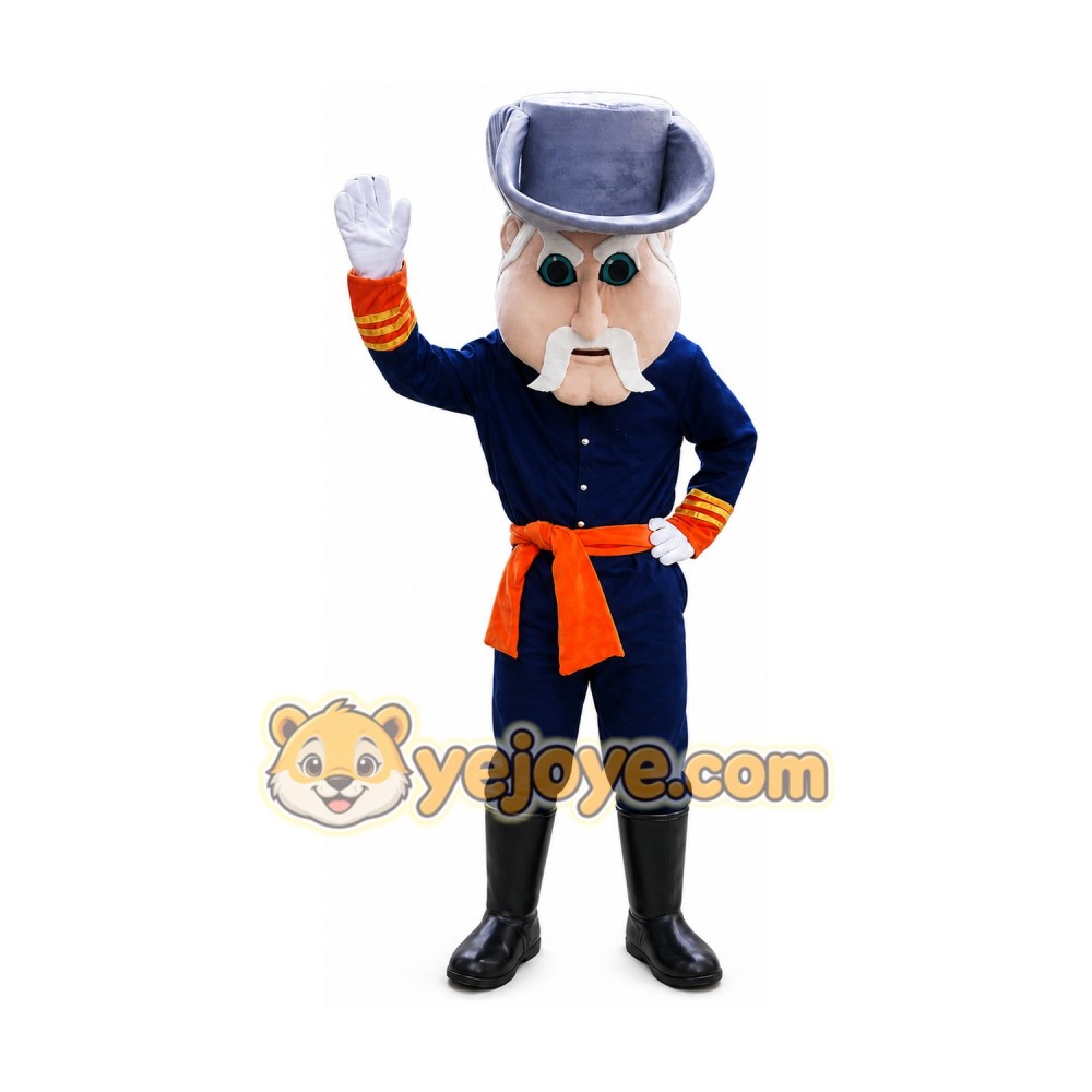 Cartoon Man in Blue Colonial Outfit Mascot Costume for Adults Custom Logo Party Character Suit