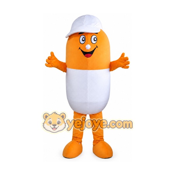 Orange and White Capsule Mascot Costume for Adults Custom Logo Party Character Suit Orange and White Capsule Mascot Costume for Adults Custom Logo Party Character Suit