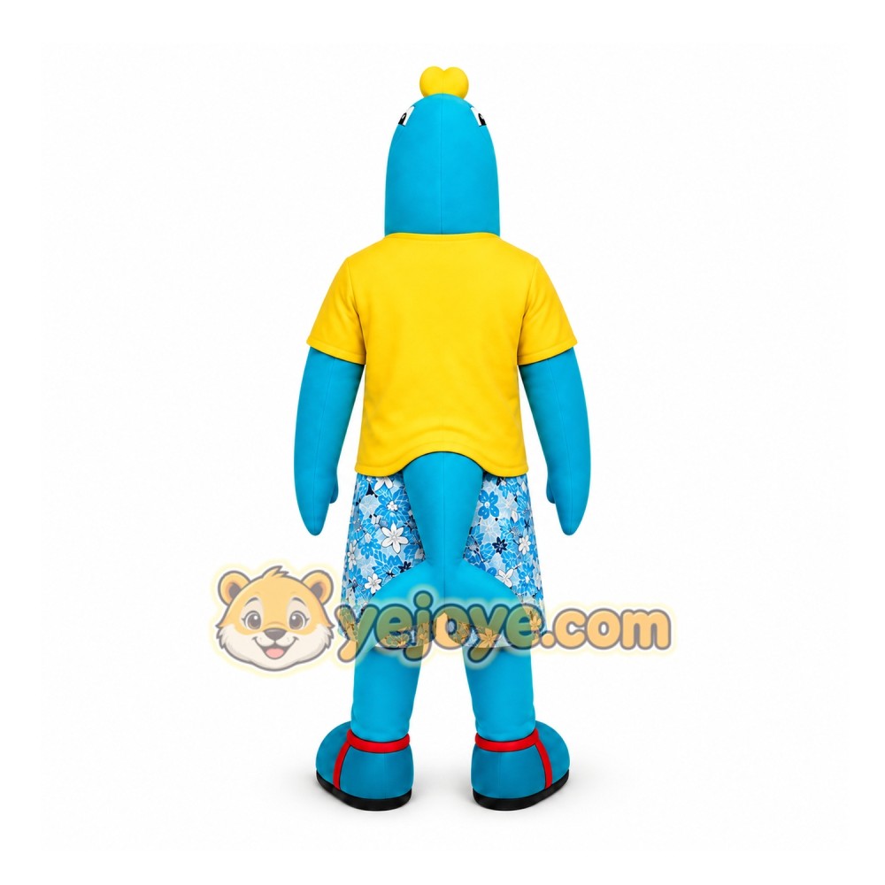 Blue Shark in Yellow Shirt Mascot Costume for Adults Custom Logo Party Character Suit Blue Shark in Yellow Shirt Mascot Costume for Adults Custom Logo Party Character Suit
