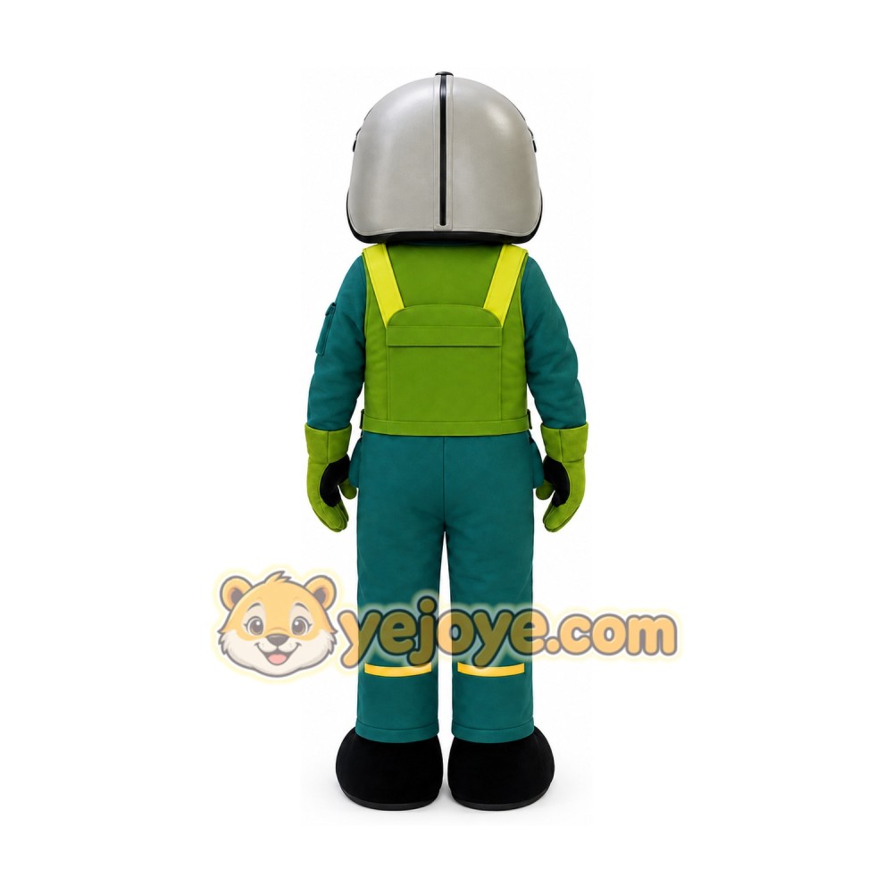Cartoon Character in Green Uniform Mascot Costume for Adults Custom Logo Party Character Suit