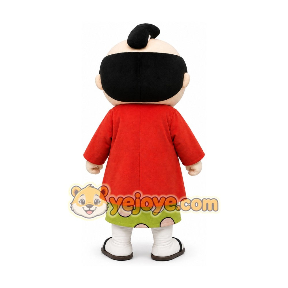 Cartoon Man with Topknot Mascot Costume for Adults Custom Logo Party Character Suit