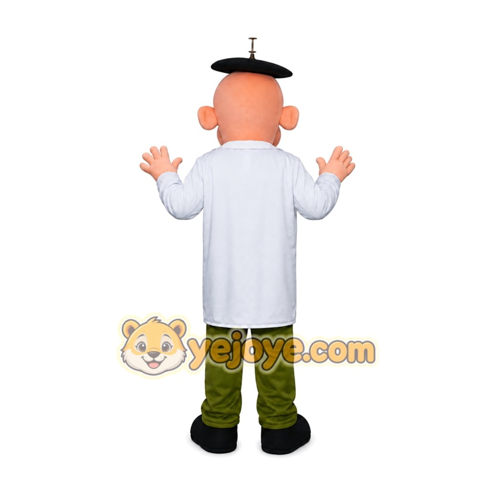Cartoon Man in White Coat and Black Hat Mascot Costume for Adults Custom Logo Party Character Suit Cartoon Man in White Coat and Black Hat Mascot Costume for Adults Custom Logo Party Character Suit