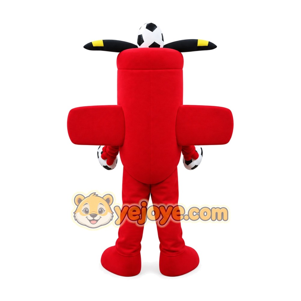 Red Aircraft Character with Soccer Balls Mascot Costume for Adults Custom Logo Party Character Suit Red Aircraft Character with Soccer Balls Mascot Costume for Adults Custom Logo Party Character Suit