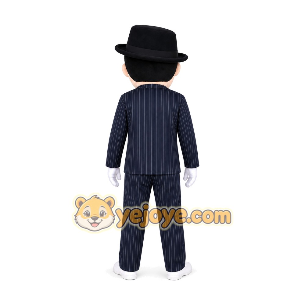 Cartoon Man in Black Suit Mascot Costume for Adults Custom Logo Party Character Suit Cartoon Man in Black Suit Mascot Costume for Adults Custom Logo Party Character Suit