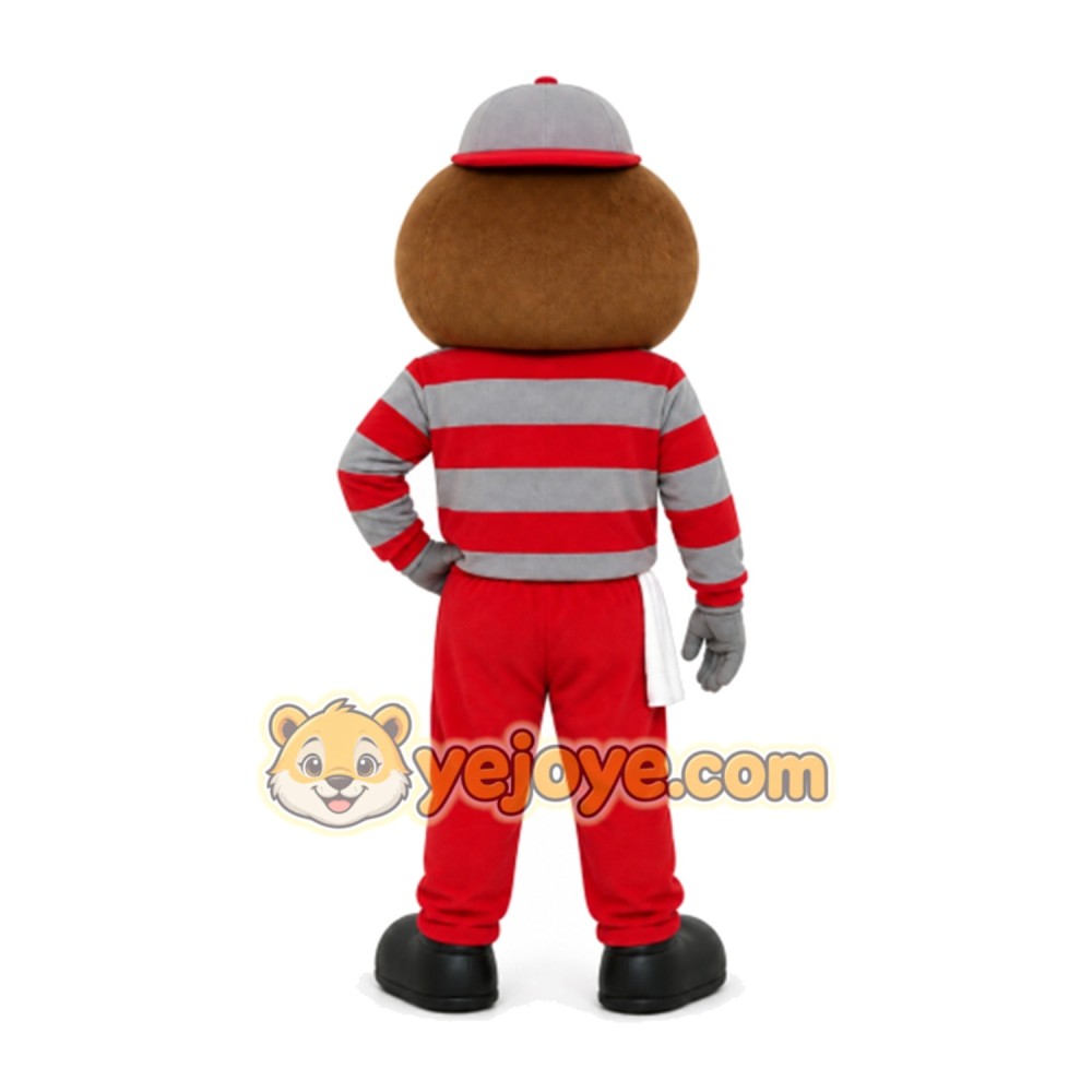 Cartoon Character in Red Striped Shirt Mascot Costume for Adults Custom Logo Party Character Suit