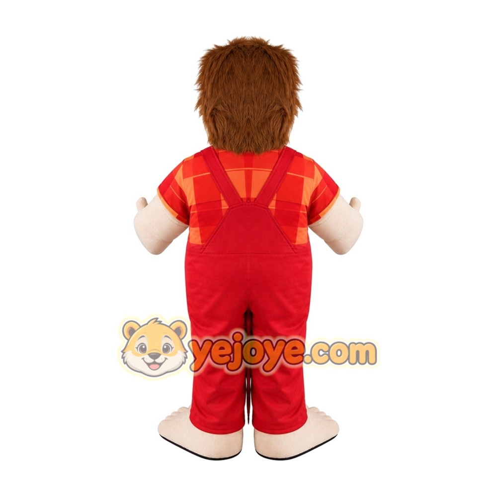 Cartoon Man in Red Overalls Mascot Costume for Adults Custom Logo Party Character Suit