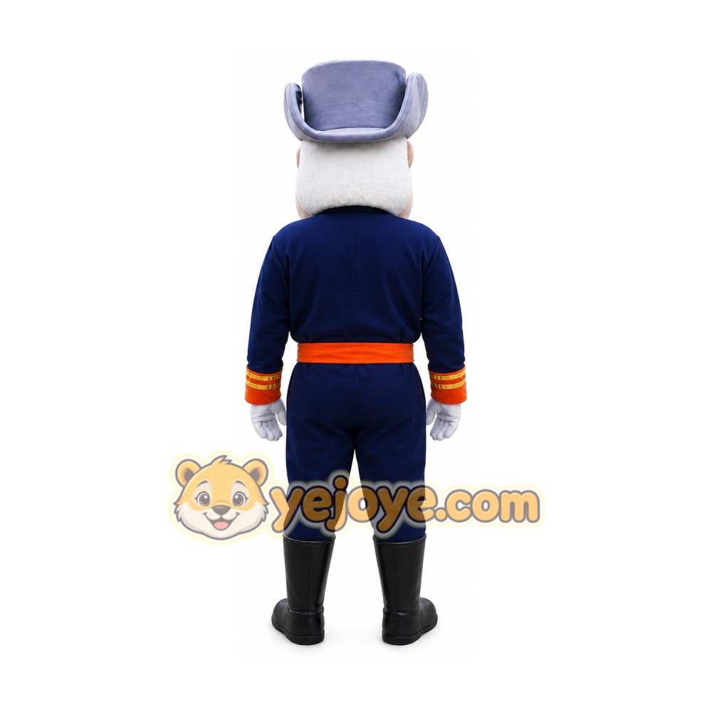 Cartoon Man in Blue Colonial Outfit Mascot Costume for Adults Custom Logo Party Character Suit