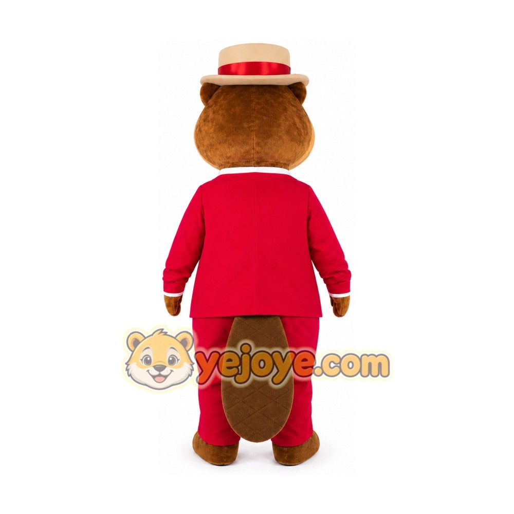 Beaver in Red Coat Mascot Costume for Adults Custom Logo Party Character Suit Beaver in Red Coat Mascot Costume for Adults Custom Logo Party Character Suit