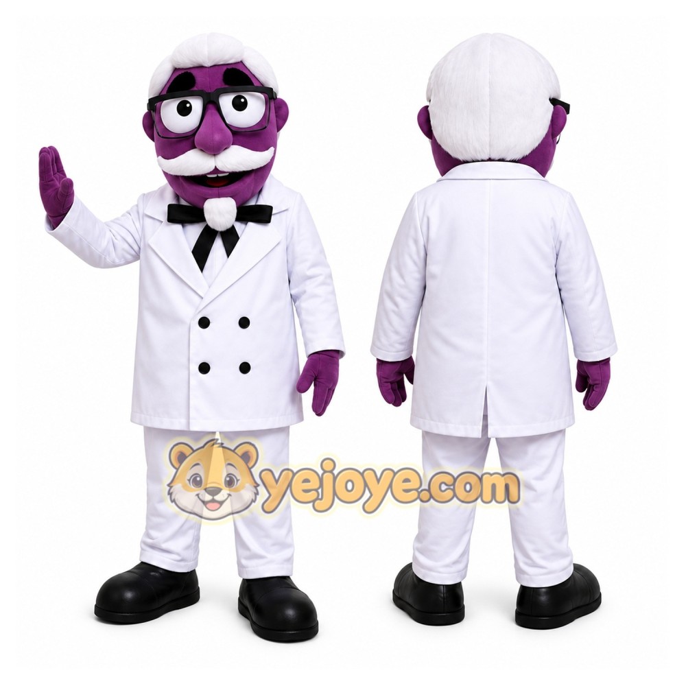 White Haired Character in White Suit Mascot Costume for Adults Custom Logo Party Character Suit White Haired Character in White Suit Mascot Costume for Adults Custom Logo Party Character Suit