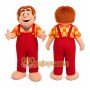 Cartoon Man in Red Overalls Mascot Costume for Adults Custom Logo Party Character Suit