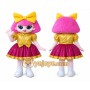 Pink-Haired Doll Girl Mascot Costume for Adults Custom Logo Party Character Suit