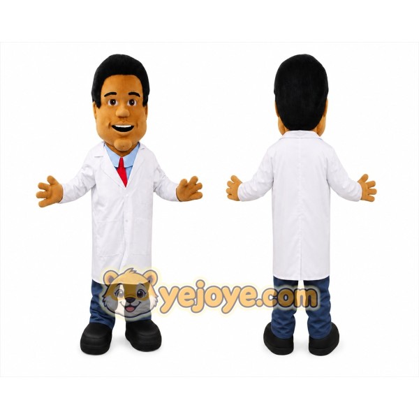 Man in White Lab Coat Mascot Costume for Adults Custom Logo Party Character Suit