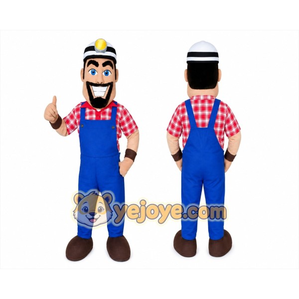 Cartoon Worker Mascot Costume for Adults Custom Logo Party Character Suit