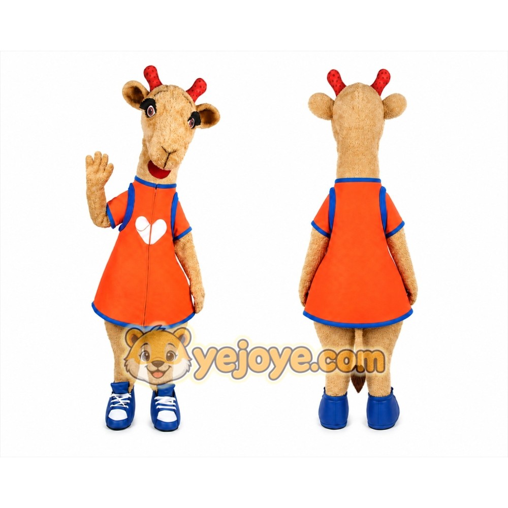 Giraffe in Orange Dress Mascot Costume for Adults Custom Logo Party Character Suit Giraffe in Orange Dress Mascot Costume for Adults Custom Logo Party Character Suit