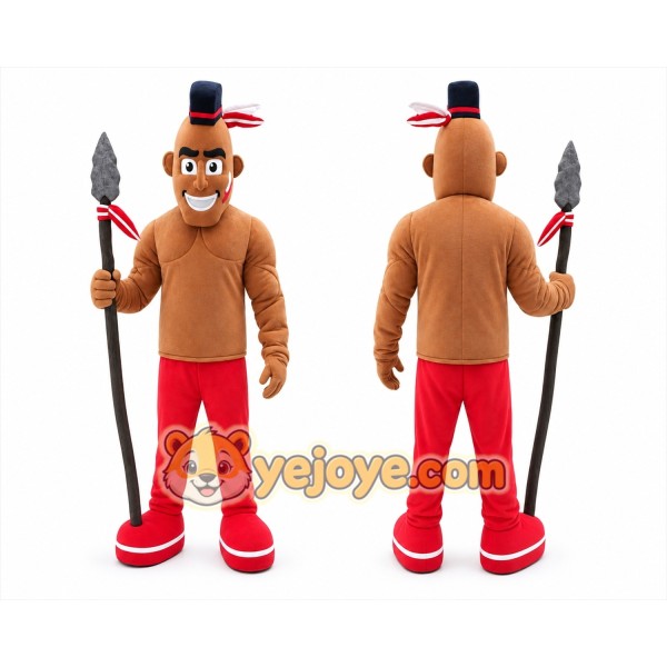 Warrior with Spear Mascot Costume for Adults Custom Logo Party Character Suit