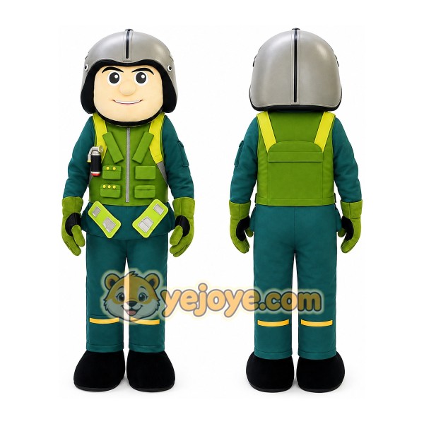 Cartoon Character in Green Uniform Mascot Costume for Adults Custom Logo Party Character Suit