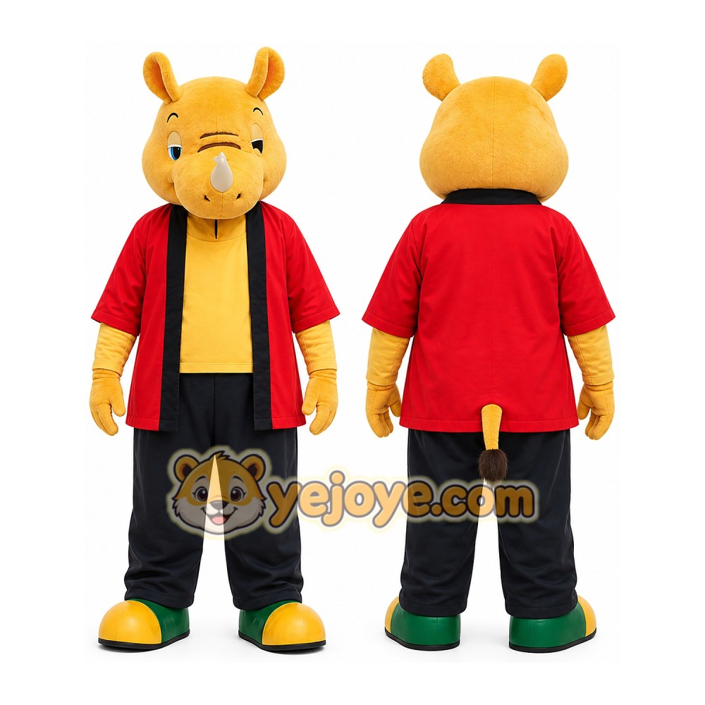 Yellow Rhinoceros Mascot Costume for Adults Custom Logo Party Character Suit