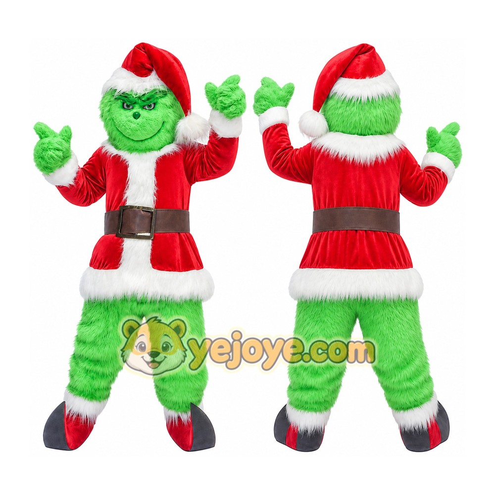 Green Christmas Monster Mascot Costume for Adults Custom Logo Party Character Suit Green Christmas Monster Mascot Costume for Adults Custom Logo Party Character Suit