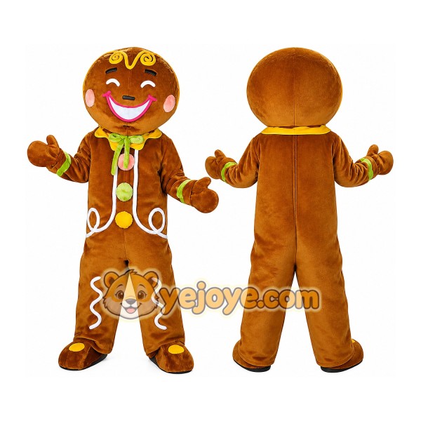 Gingerbread Man Mascot Costume for Adults Custom Logo Party Character Suit