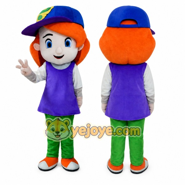 Orange Haired Cartoon Child Mascot Costume for Adults Custom Logo Party Character Suit