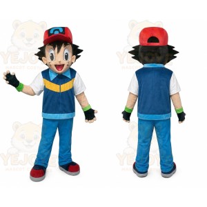 Ash Ketchum Mascot Costume for Adults Custom Logo Party Character Suit